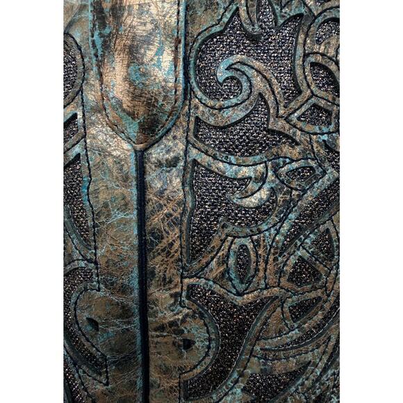 Women’s J.B. Dillon Reserve Distressed Turquoise Patina Western Boots – Size 11B - Picture 10 of 11